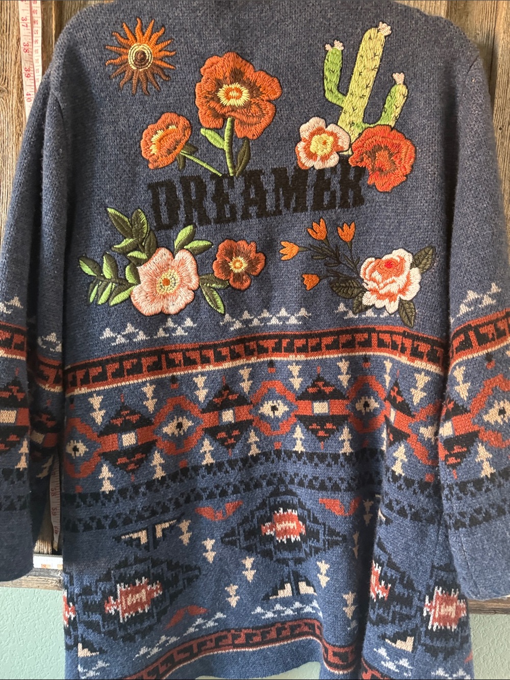 Johnny Was Desert Dreamer Wool Cashmere Embroidered Cardigan Sweater M